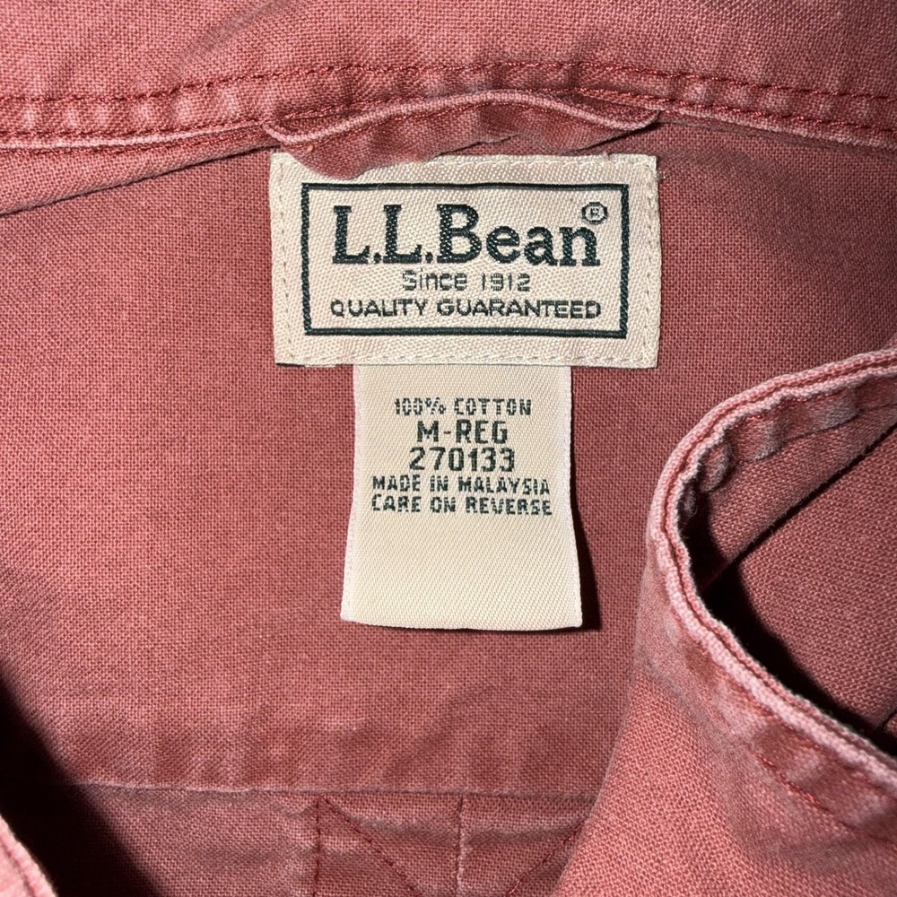 L.L. Bean Shirt Mens Medium Red Canvas Long Sleeve Button Up Casual Workwear - Picture 7 of 8